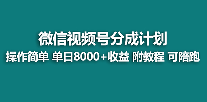 【蓝海项目】视频号分成计划最新玩法，单天收益8000+，附玩法教程