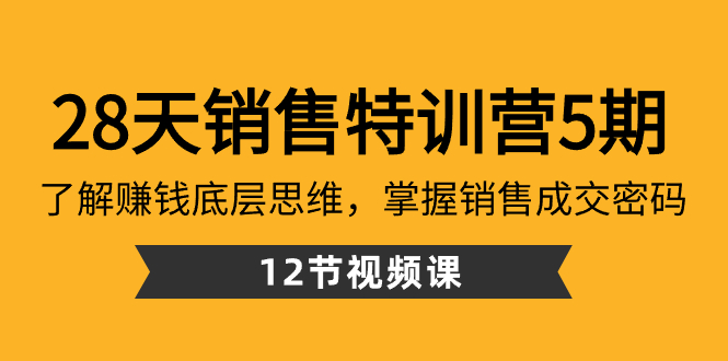 ：了解赚钱底层思维，掌握销售成交密码（12节课）