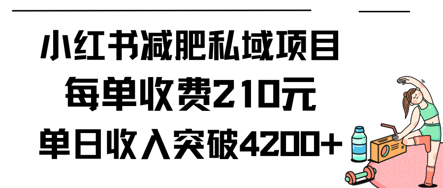 小红书减肥私域项目每单收费210元单日成交20单，最高日入4200+