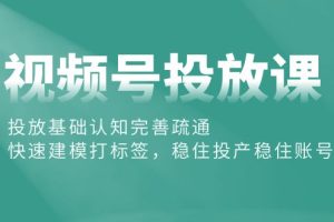 视频号投放课：投放基础认知完善疏通，快速建模打标签，稳住投产稳住账号