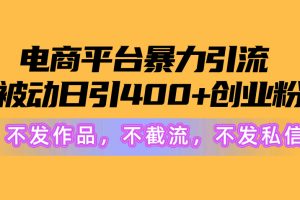 电商平台暴力引流,被动日引400+创业粉不发作品，不截流，不发私信