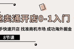 速卖通开店0-1入门，新手快速开店 找准商机市场 成功海外掘金（8节课）