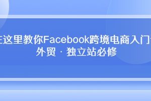 在这里教你Facebook跨境电商入门课，外贸·独立站必修