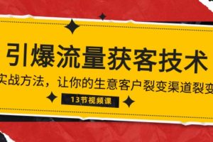 《引爆流量 获客技术》实战方法，让你的生意客户裂变渠道裂变（13节）