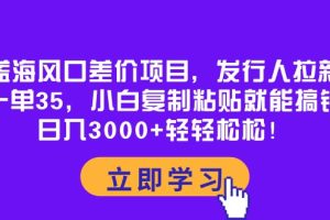 蓝海风口差价项目，发行人拉新，一单35，小白复制粘贴就能搞钱！日入30…