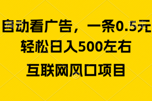 广告收益风口，轻松日入500+，新手小白秒上手，互联网风口项目