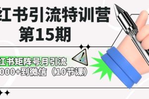 ，小红书矩阵号月引流80000+到微信（10节课）