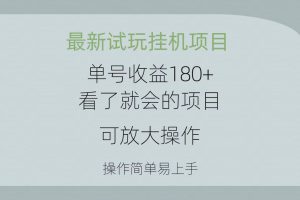 最新试玩挂机项目 单号收益180+看了就会的项目，可放大操作 操作简单易…