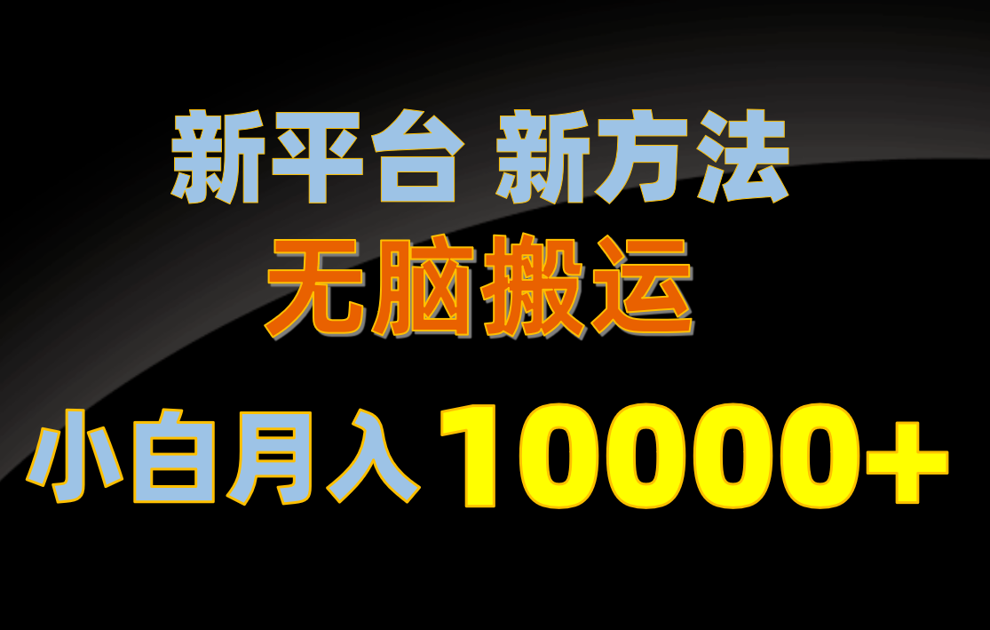 新平台新方法，无脑搬运，月赚10000+，小白轻松上手不动脑