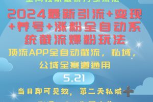 2024最暴力引流+涨粉+变现+养号全自动系统爆粉玩法