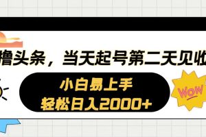 AI撸头条，当天起号，第二天见收益。轻松日入2000+