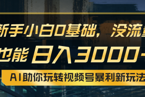 小白0基础，没流量也能日入3000+：AI助你玩转视频号暴利新玩法