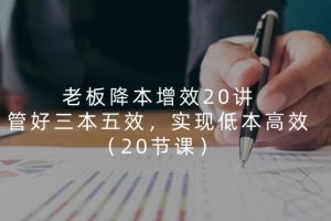 老板 降本增效20讲，管好 三本五效，实现低本高效（20节课）