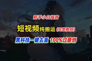 中视频计划纯搬运，黑科技一键去重过原创，新手小白福音，轻松日入大几百