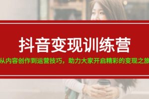 抖音变现训练营，从内容创作到运营技巧，助力大家开启精彩的变现之旅-19节