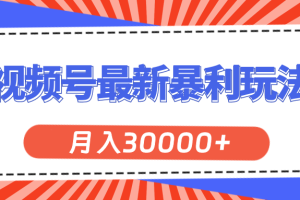 视频号最新暴利玩法，轻松月入30000+