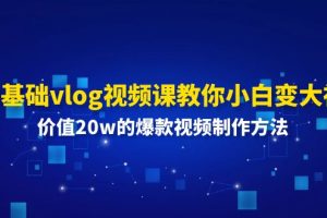 0基础vlog视频课教你小白变大神：价值20w的爆款视频制作方法