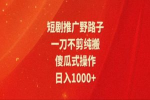 暑假风口项目，短剧推广全新玩法，一刀不剪纯搬运，轻松日入1000+