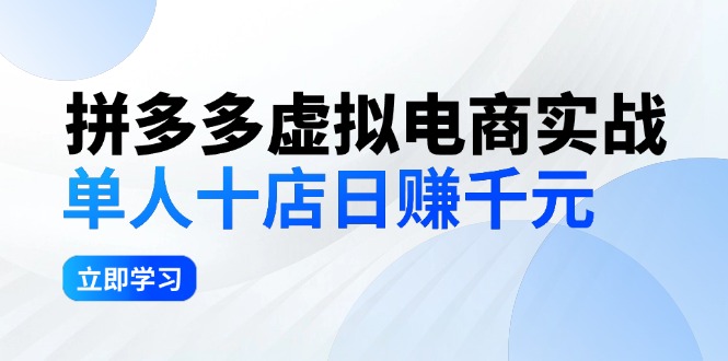 （12326期）拼多多虚拟电商实战：单人10店日赚千元，深耕老项目，稳定盈利不求风口