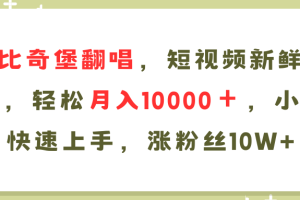 AI比奇堡翻唱歌曲，短视频新鲜赛道，轻松月入10000＋，小白快速上手，…