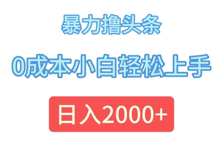 （12068期）暴力撸头条，0成本小白轻松上手，日入2000+