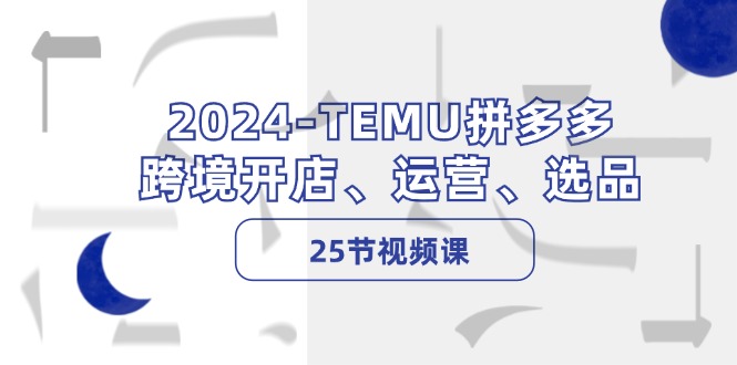 2024TEMU拼多多跨境开店、运营、选品（25节视频课）