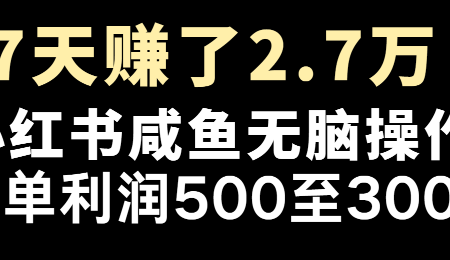 七天赚了2.7万！每单利润最少500+，轻松月入5万+小白有手就行