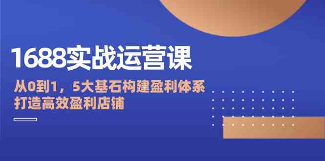 1688实战运营课：从0到1，5大基石构建盈利体系，打造高效盈利店铺