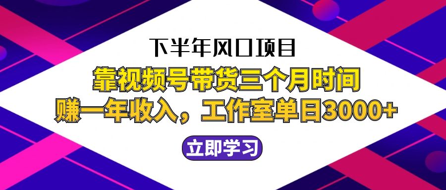 （12849期）下半年风口项目，靠视频号带货三个月时间赚一年收入，工作室实测单日3…