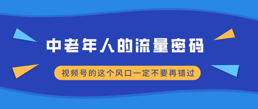 中老年人的流量密码，视频号的这个风口一定不要再错过，小白轻松月入过万