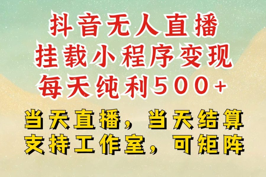 抖音无人挂机项目，轻松日入500+,挂载小程序玩法，不违规不封号，有号的一定挂起来